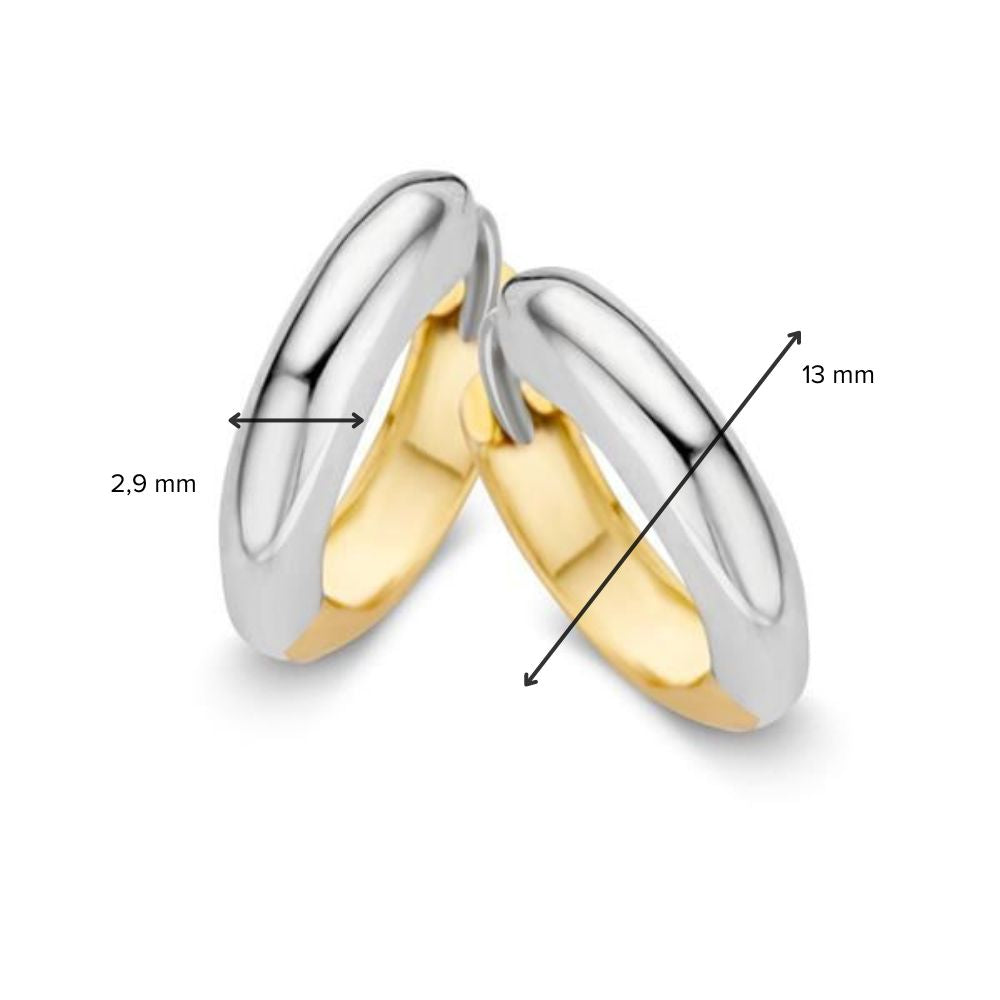 Créoles Bicolores en Or Blanc et Or Jaune – Boucles d'Oreilles Réversibles pour Femme