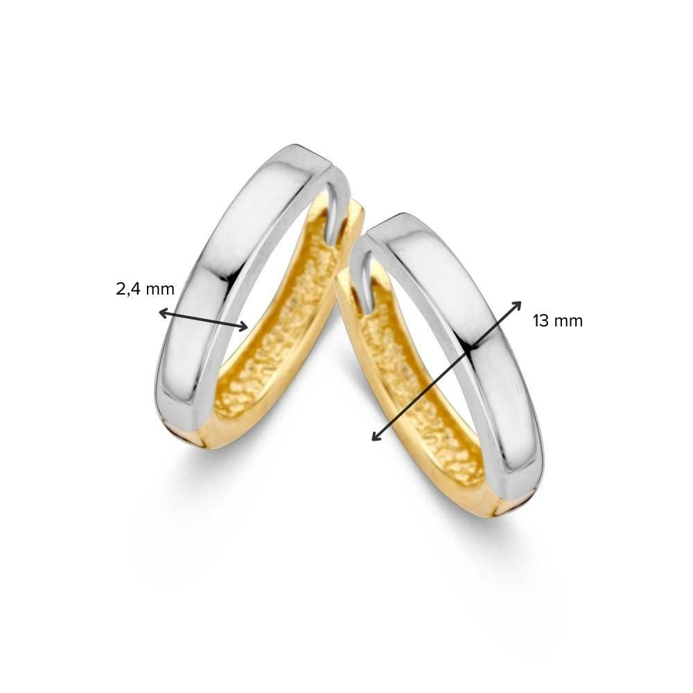 Créoles bicolores en or blanc et or jaune – 14 carats, 1,8 grammes