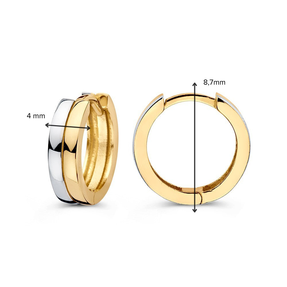 Créoles Bicolores en Or – Boucles d'oreilles Élégantes en Or Jaune et Or Blanc 14 Carats pour Femme