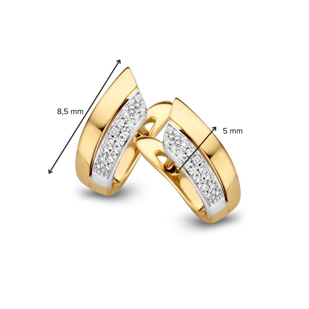 Créoles Bicolores en Or Jaune et Or Blanc avec Diamants – Créoles Élégantes pour Femme en Or 14 Carats