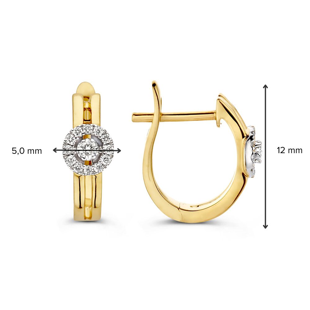 Créoles Bicolores en Or Jaune et Or Blanc avec Diamants en Sertissage Entourage – Créoles en Or 14 Carats avec 0,14 Carat de Diamants