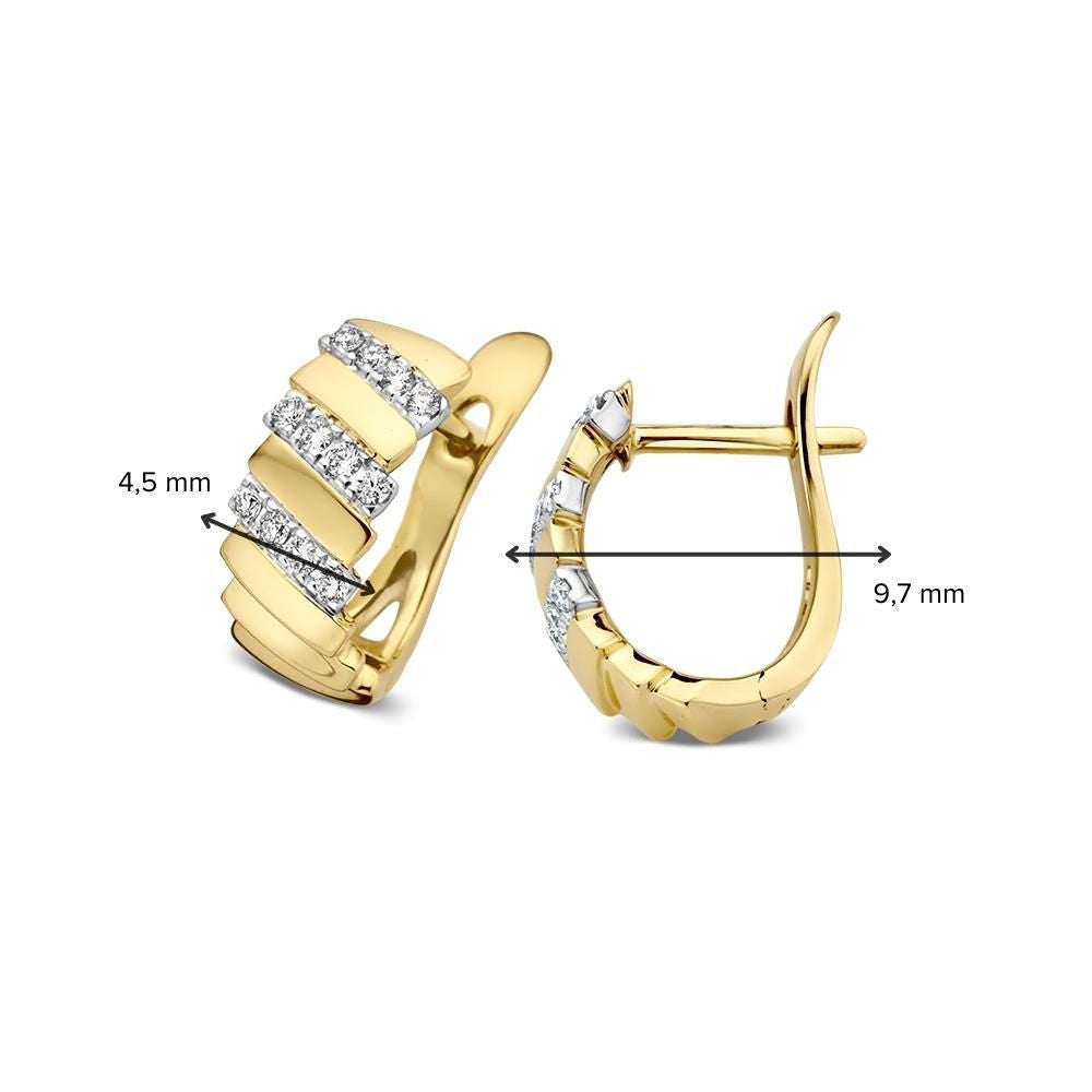 Créoles Bicolores en Or Jaune et Or Blanc avec Diamant – Créoles en Or 14 Carats avec 0.14 Carat de Diamants
