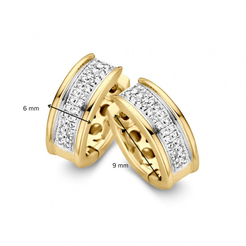 Créoles Bicolores en Or Jaune et Or Blanc avec Diamants – Créoles 14 Carats avec 0.22 Carat de Brillants