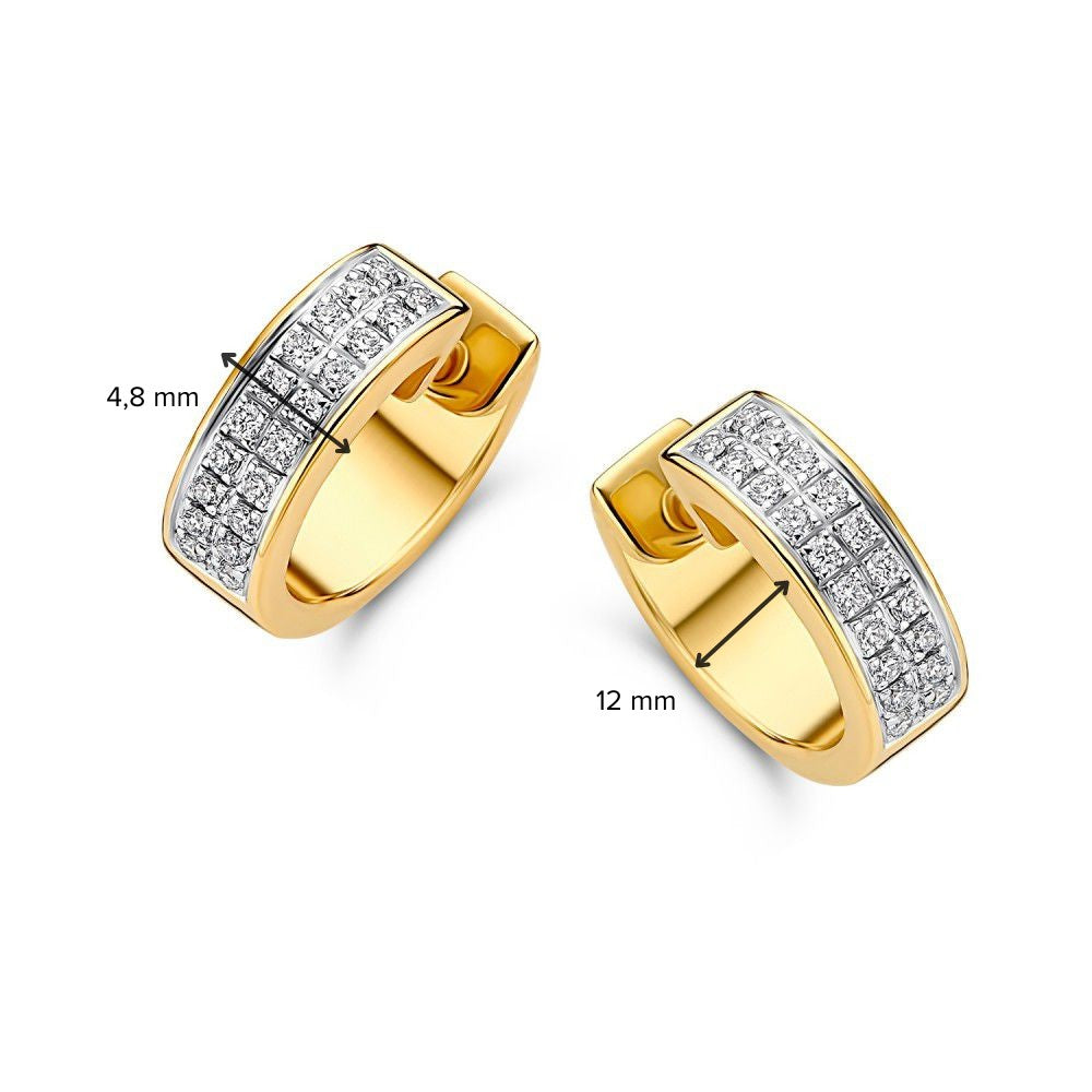 Créoles Bicolores en Or Blanc et Or Jaune avec Diamants – Boucles d'oreilles en Or 14 Carats avec 0,31 Carat de Brillants