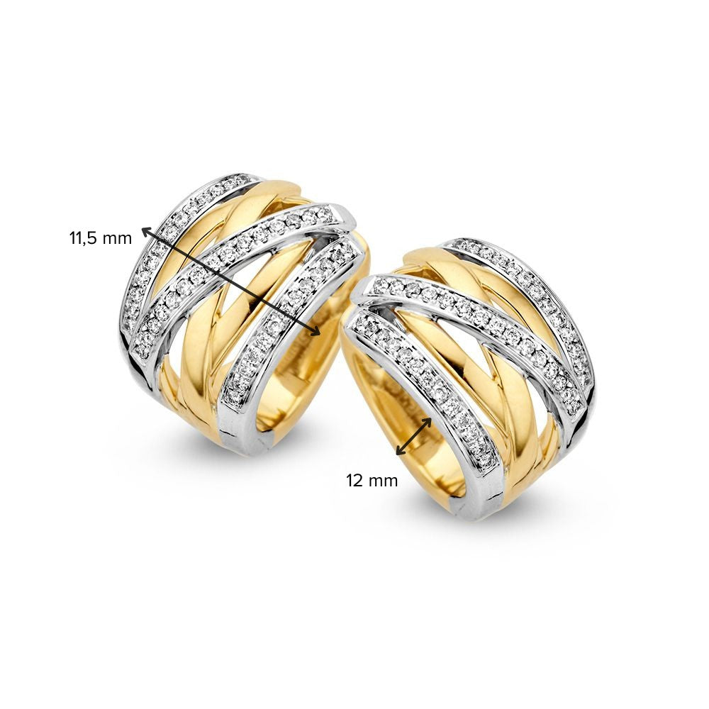 Créoles Bicolores en Or Jaune et Or Blanc avec Diamants – Créoles 14 Carats avec 0.36 Carat de Brillants