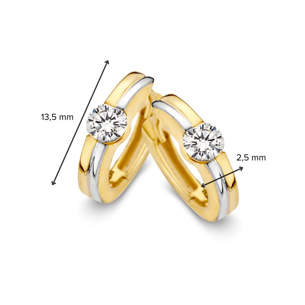 Créoles en Or Bicolore au Design Épuré avec Zircone – Élégance Intemporelle