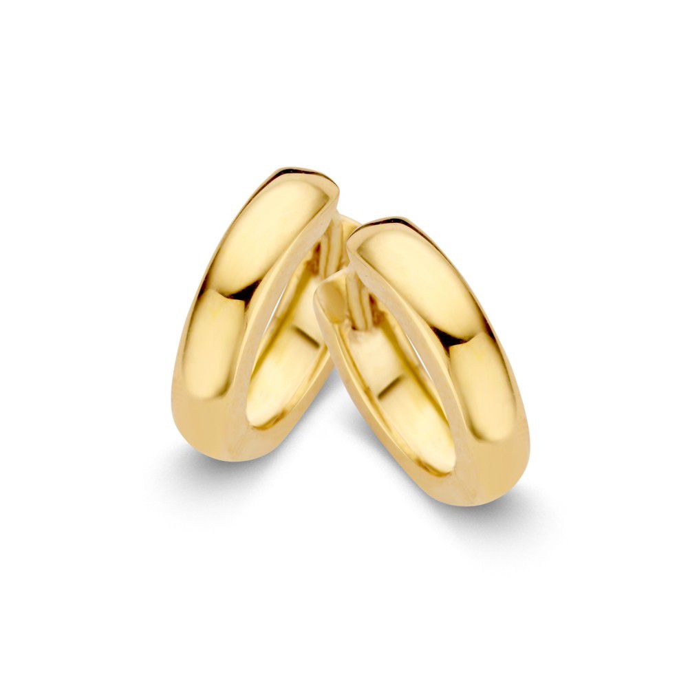 Boucles d'oreilles en or jaune 14 carats, de forme lisse et arrondie, avec un diamètre intérieur de 9 mm.