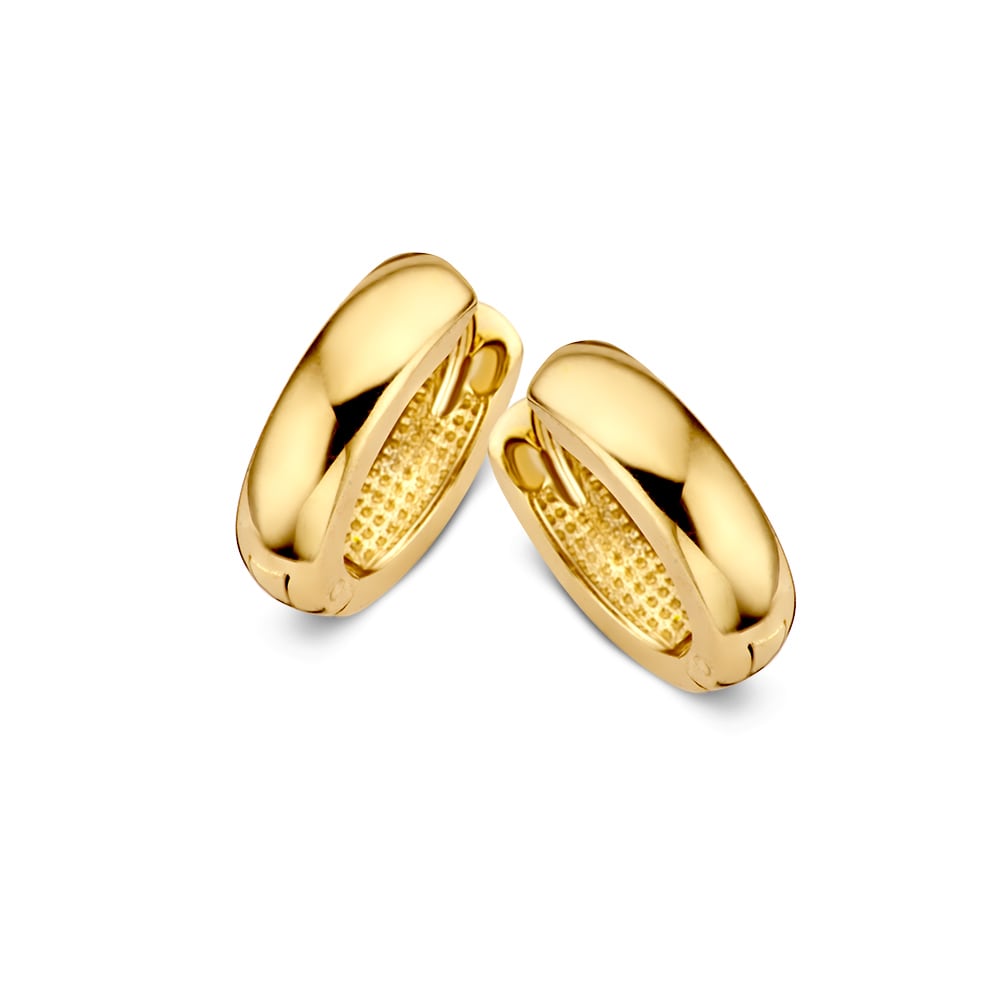 Boucles d'oreilles en or jaune 14 carats, design simple et élégant, dimensions intérieures de 10 x 8 mm.
