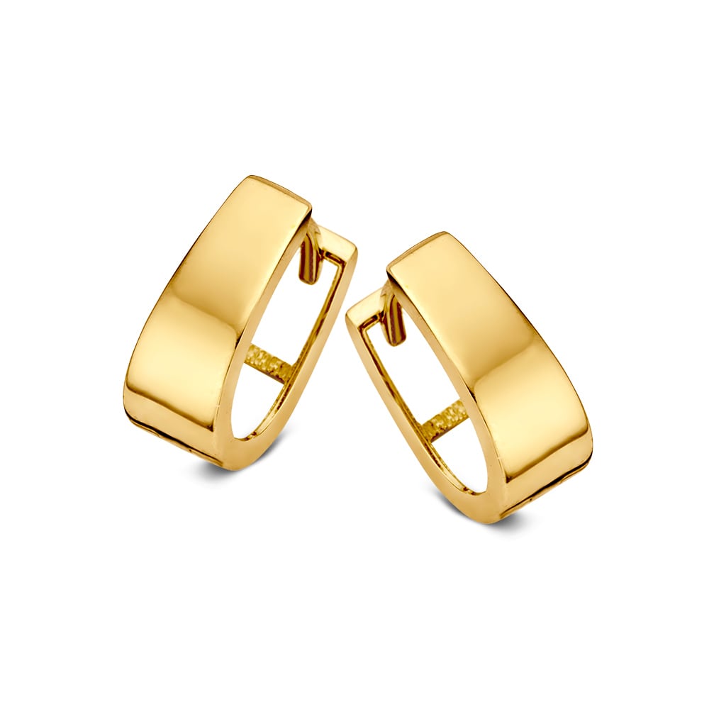 Boucles d'oreilles en or jaune 14 carats, design intemporel et élégant, avec une finition lisse.