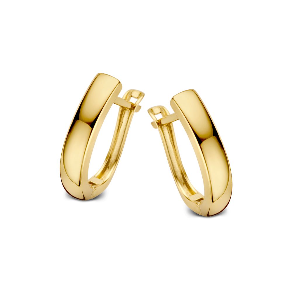 Boucles d'oreilles en or jaune 14 carats, au design lisse et moderne.