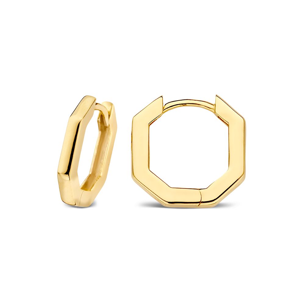 Créoles en Or Jaune avec Design Octogonal Épuré – Boucles d'oreilles Élégantes pour Femme - Van der Kooij