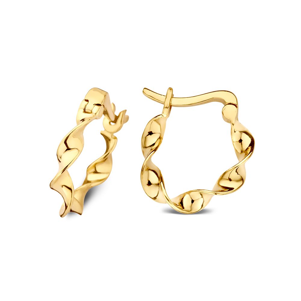 Créoles en or jaune avec design torsadé – Boucles d'oreilles élégantes pour femme | Van der Kooij