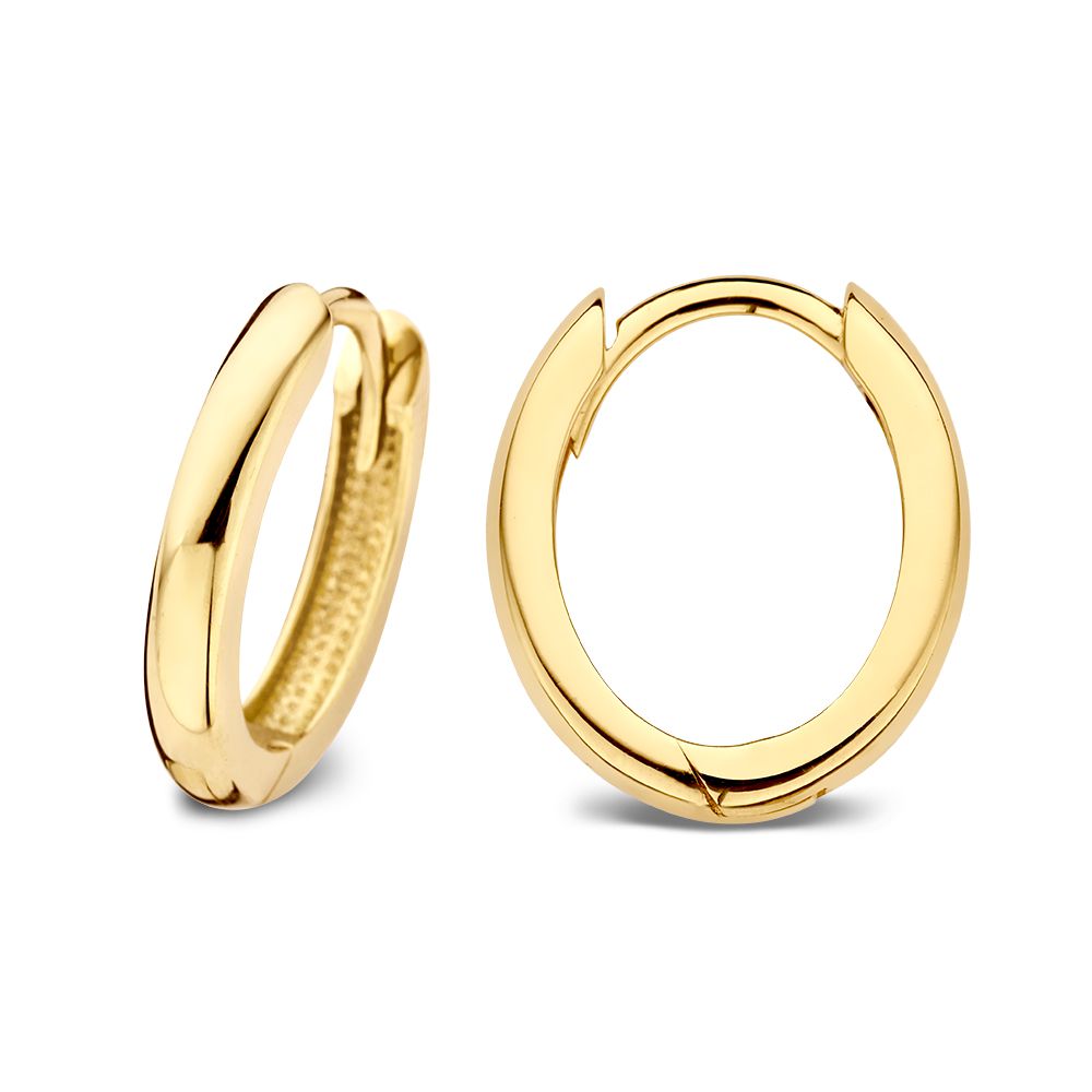 Créoles en Or Jaune Ovale – 14 Carats Or | Van der Kooij