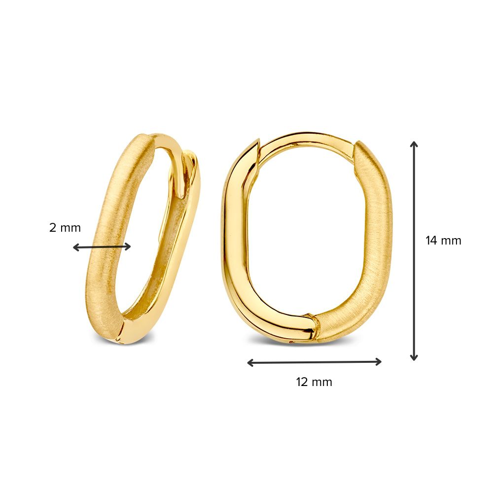 Créoles Ovales en Or Jaune – Mat & Poli – 14 Carats – Van der Kooij