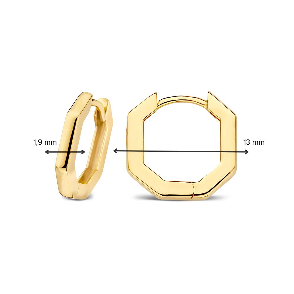 Créoles en Or Jaune avec Design Octogonal Épuré – Boucles d'oreilles Élégantes pour Femme - Van der Kooij