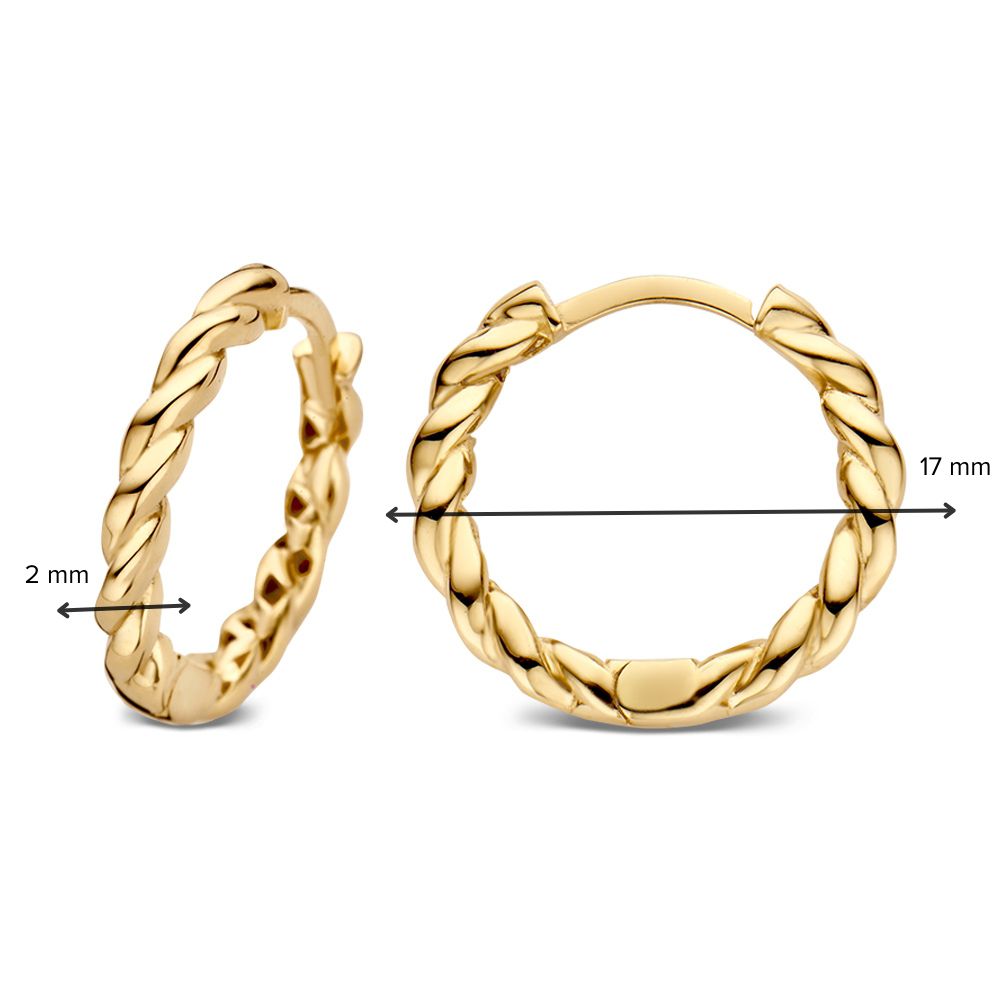 Créoles en or jaune avec design torsadé – Boucles d'oreilles élégantes Van der Kooij