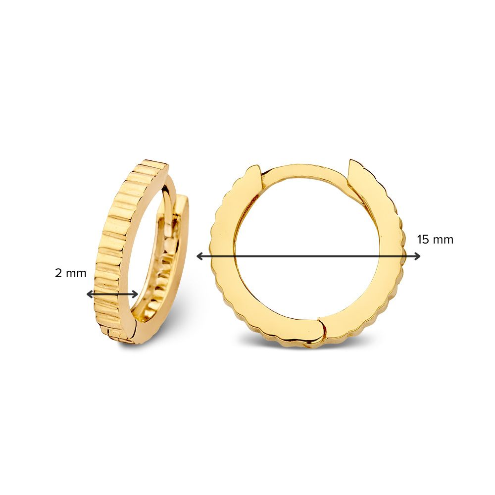 Créoles en Or Jaune avec Design Rainuré | Or 14 Carats – Van der Kooij