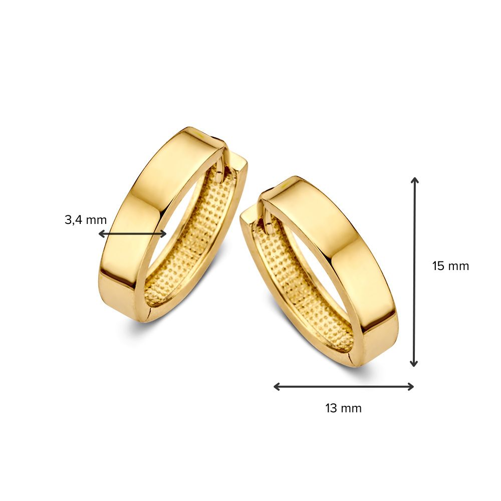 Créoles en or jaune 14 carats – Design subtil, taille intérieure 12 x 10 mm, élégance intemporelle