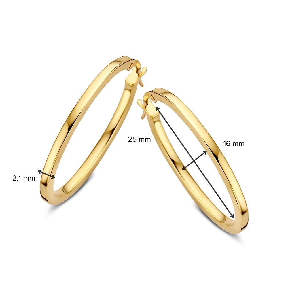 Créoles en Or Jaune Intemporelles – 14 Carats, 16 x 25 mm Taille Intérieure, Design Élégant et Minimaliste