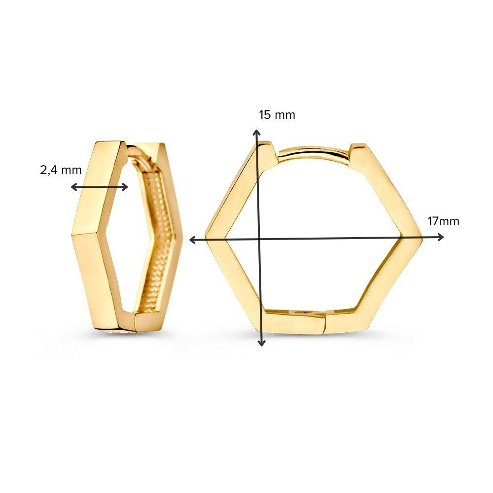 Créoles en Or Jaune Hexagonales – Élégance Moderne et Épurée