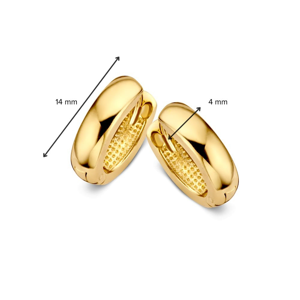Créoles en or jaune 14 carats – Design simple et élégant, taille intérieure 10 x 8 mm