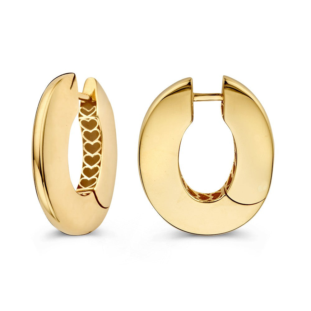 Boucles d'oreilles en Or Jaune, Design Ovale – Véritables Attrape-Regard