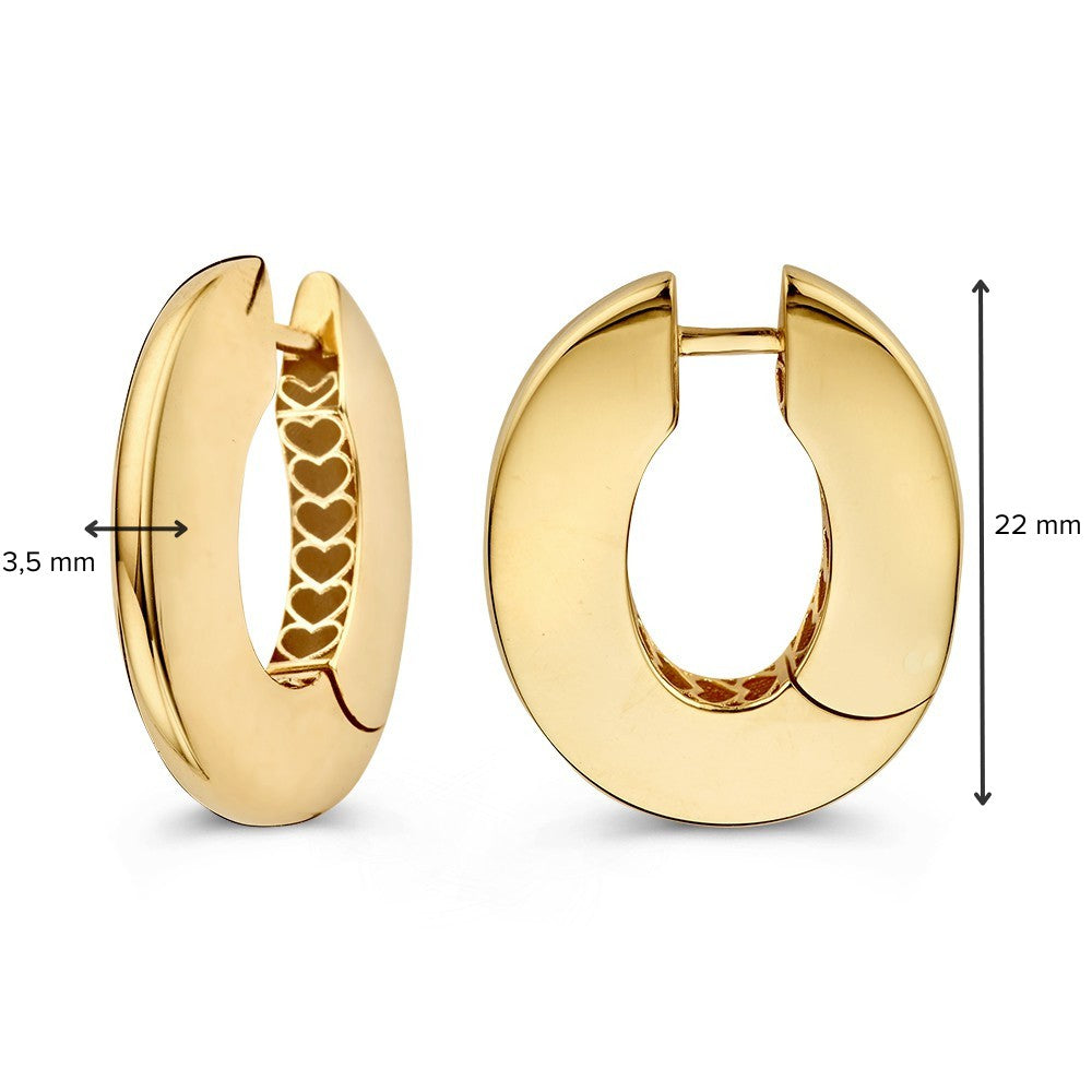 Boucles d'oreilles en Or Jaune, Design Ovale – Véritables Attrape-Regard