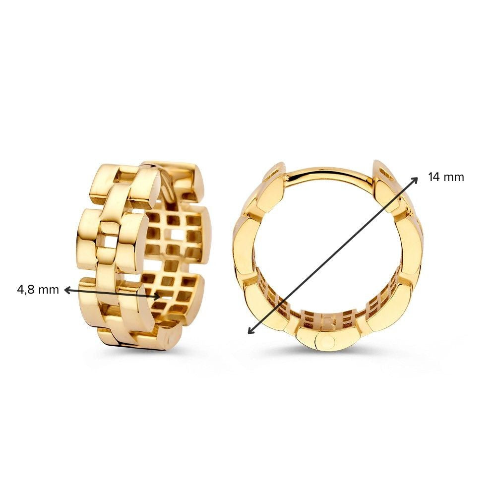 Créoles en or jaune avec maille Rolex – Style luxueux et intemporel