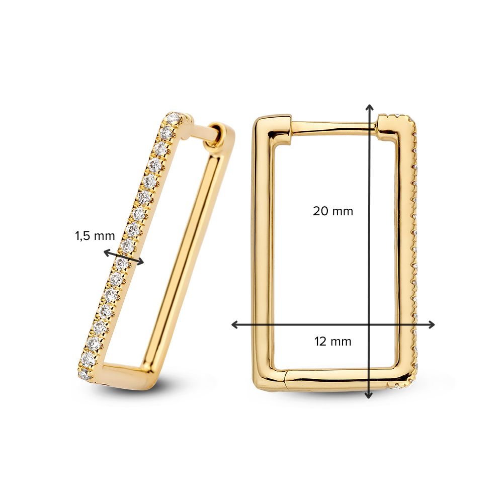 Créoles en Or Jaune Stylées avec Diamant dans un Design Épuré et Rectangulaire