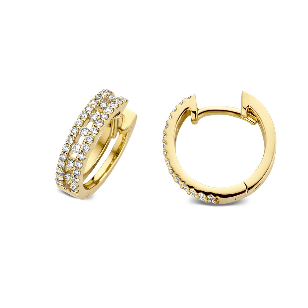 Créoles en or jaune avec diamant : luxe subtil pour chaque occasion 0,28 crt.
