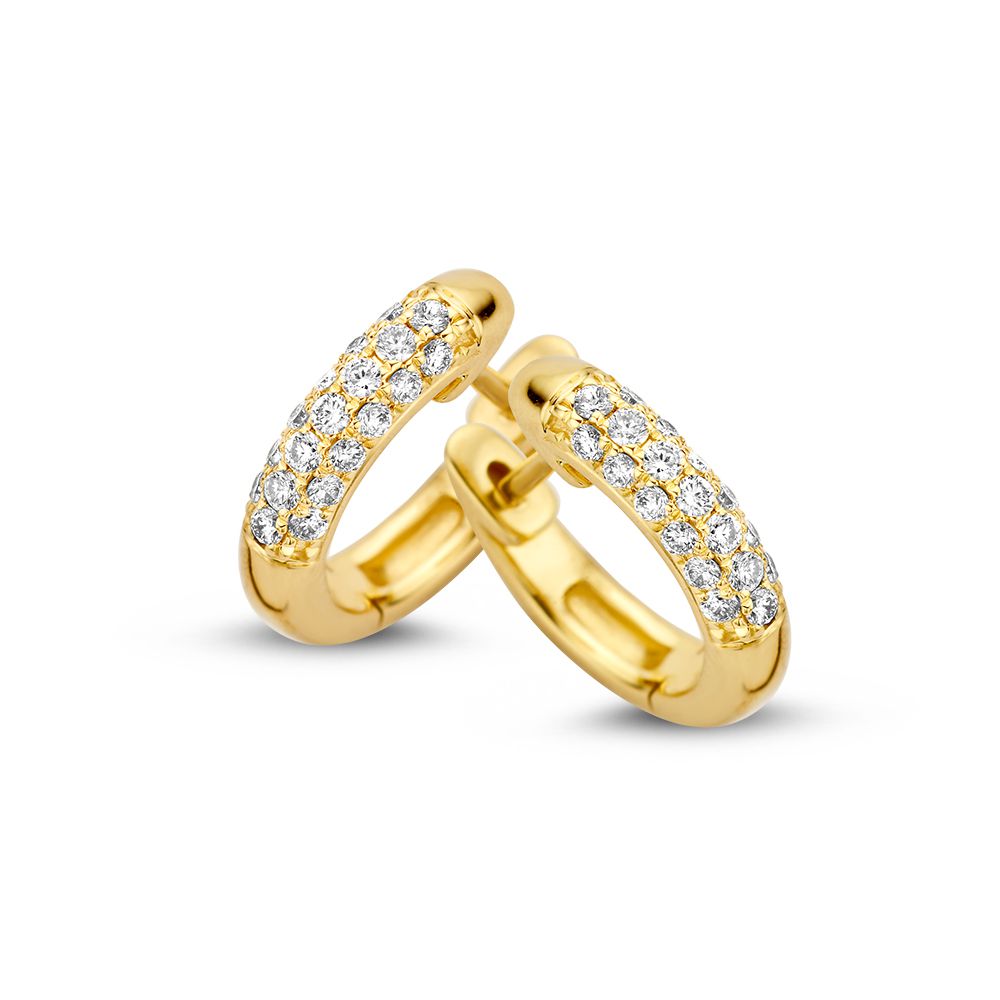 Boucles d'oreilles en or jaune avec des diamants, ornées de brillants de 0,32 crt.