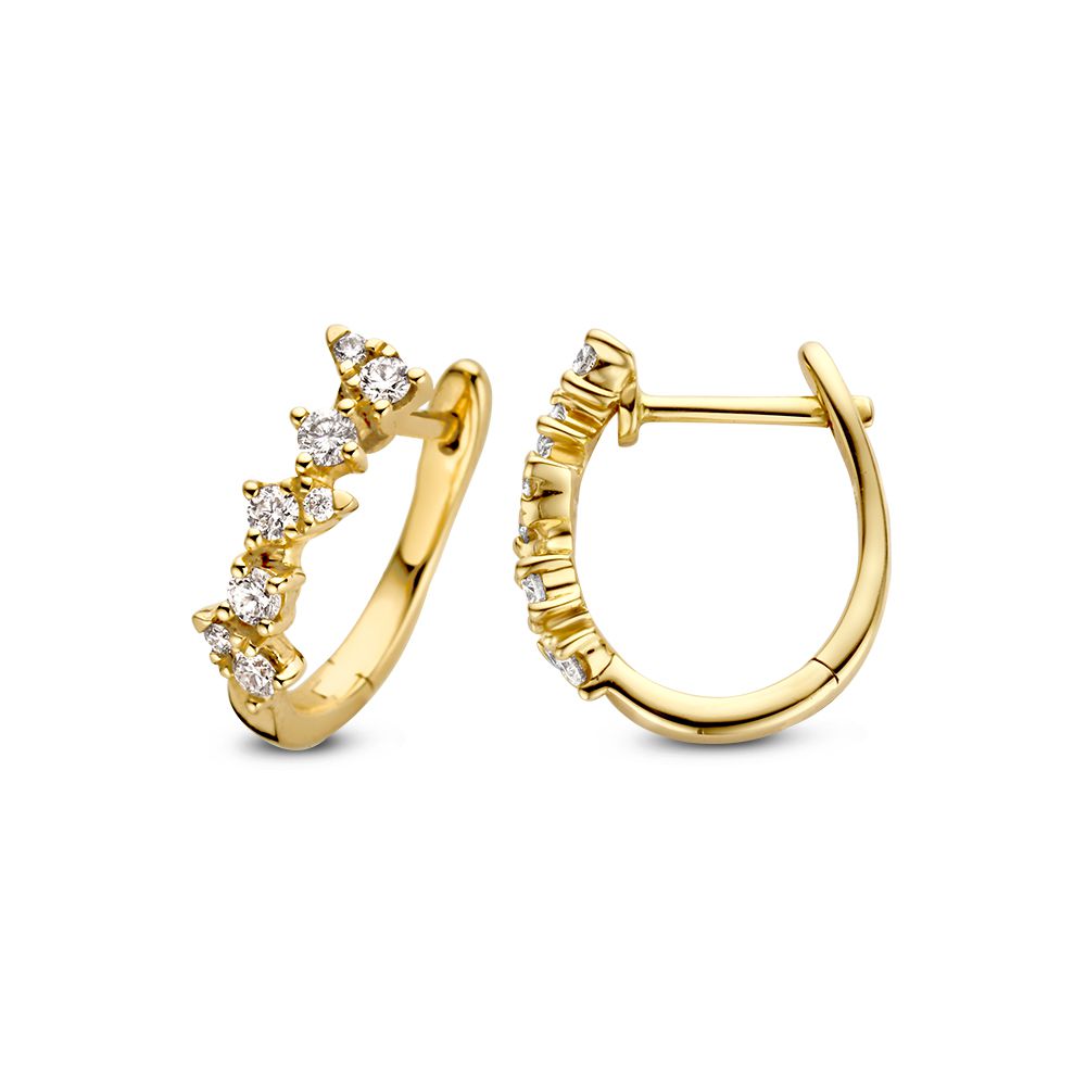 Geelgouden Oorringen met Diamant: Verfijnde Elegantie en Schitterende Luxe 0,32 crt.