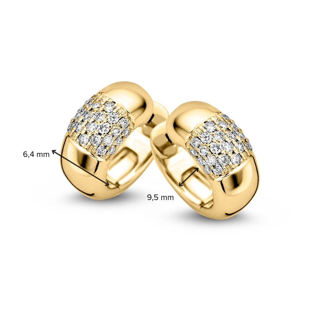 Créoles en Or Jaune Bombées avec Diamant en Sertissage Pavé : Luxe Intemporel 0,32 crt.