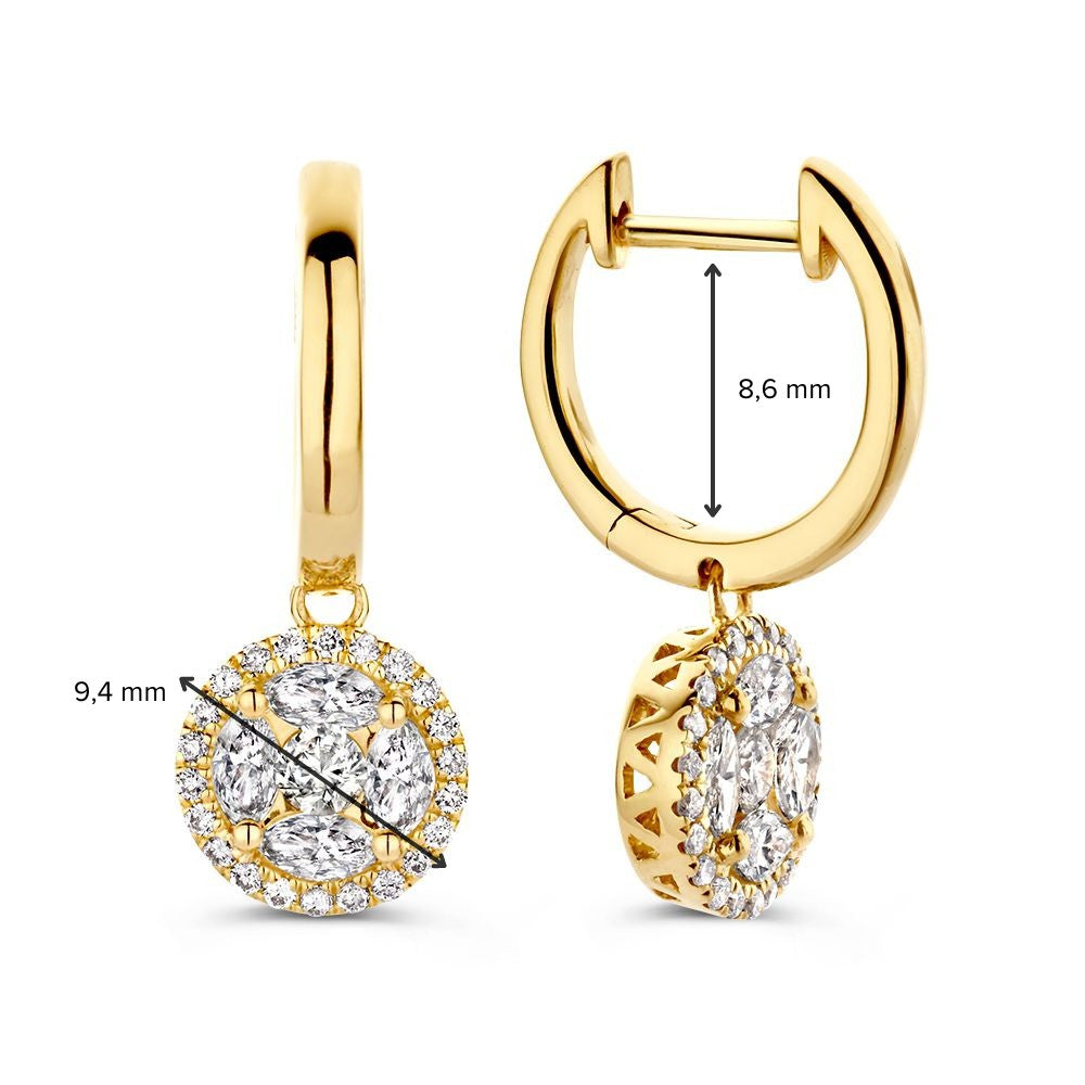 Créoles en Or Jaune Élégantes avec Diamants 1,06 crt.