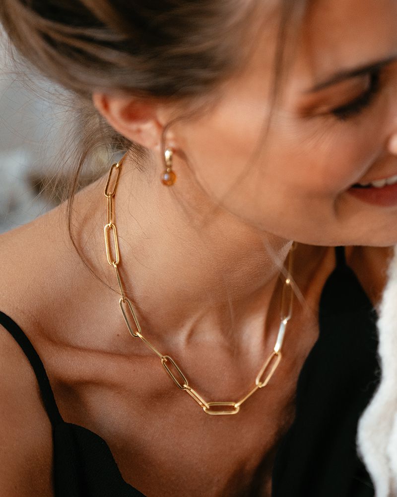 Créoles en Or Jaune Éclatantes avec Pendentifs en Citrine