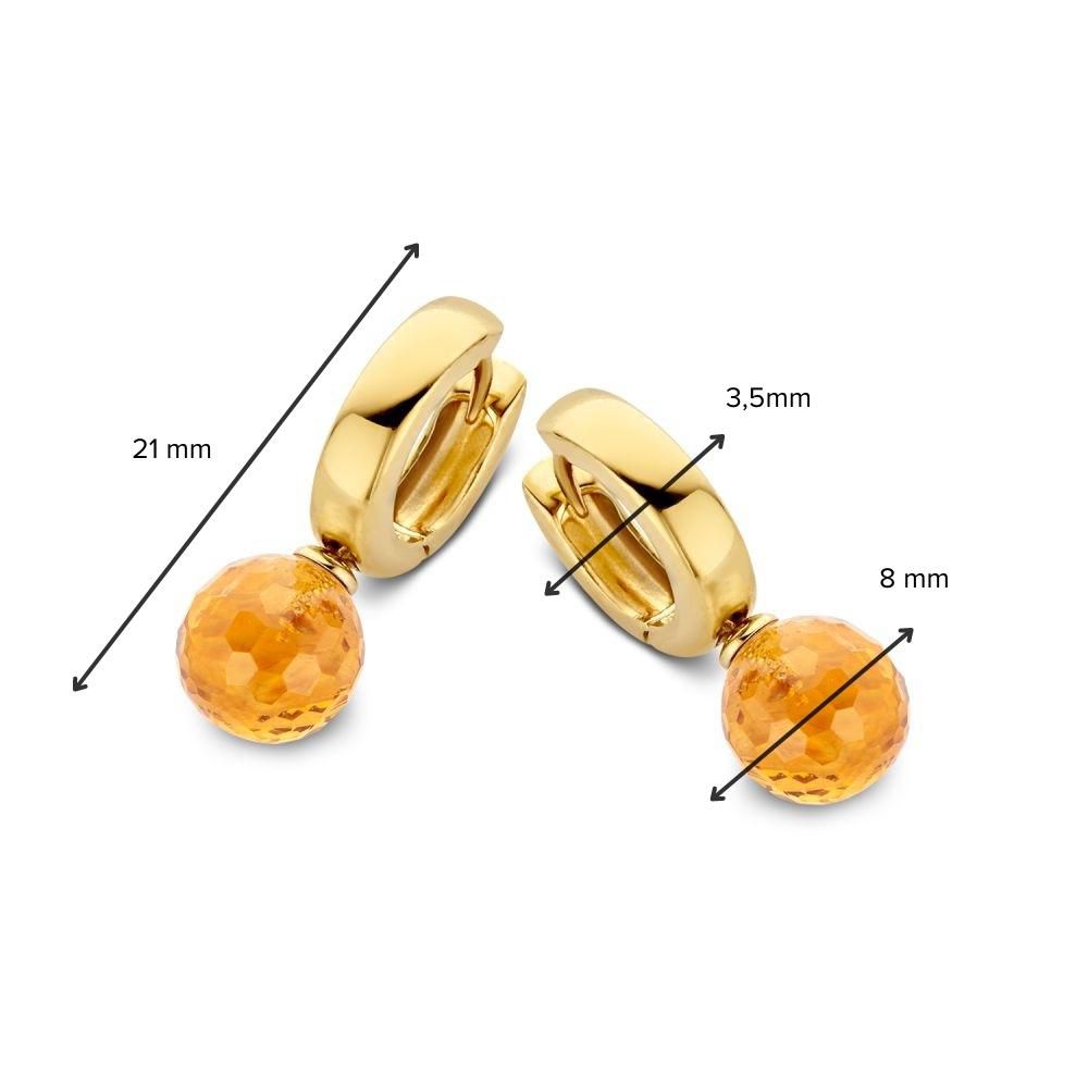Créoles en Or Jaune Éclatantes avec Pendentifs en Citrine