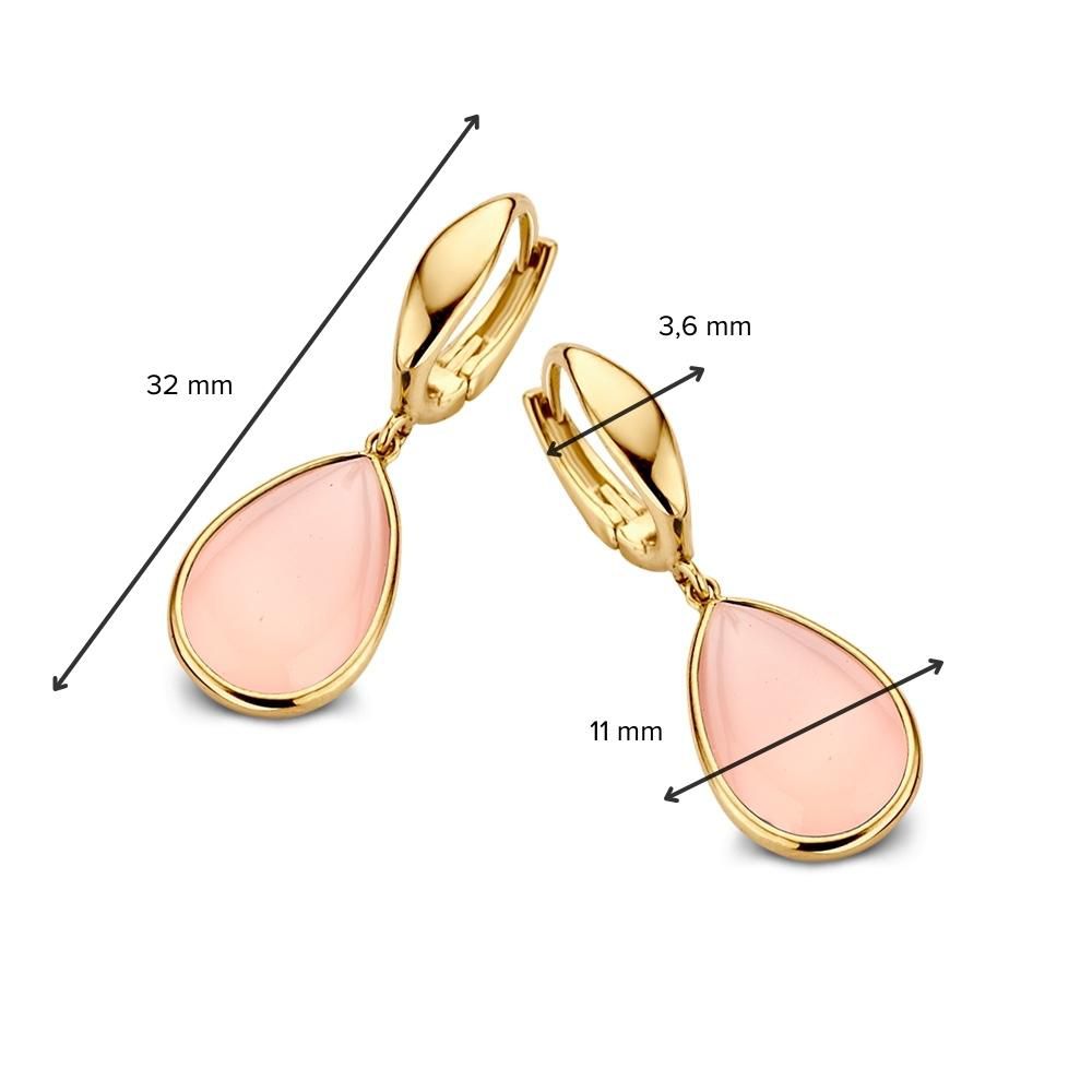 Créoles en or jaune avec chalcedoine rose – Doux et féminin