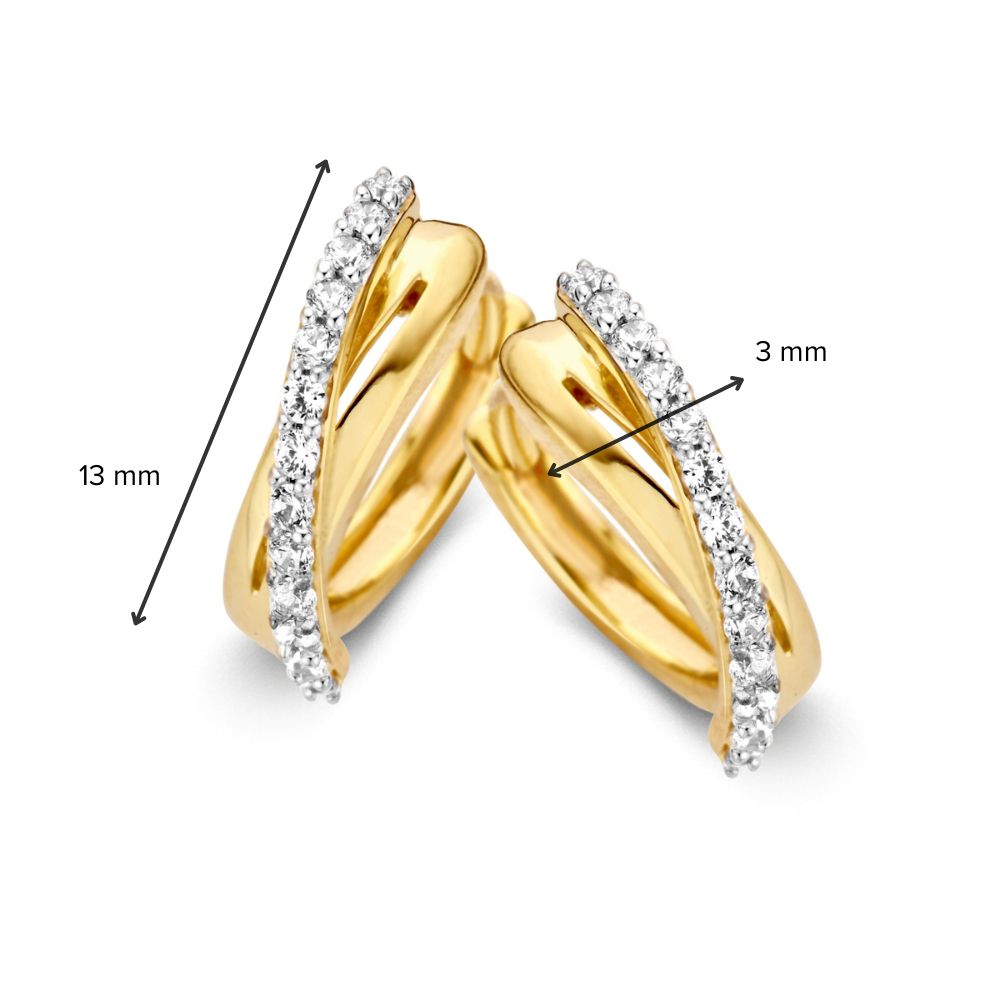 Créoles en or jaune élégantes avec des zircones