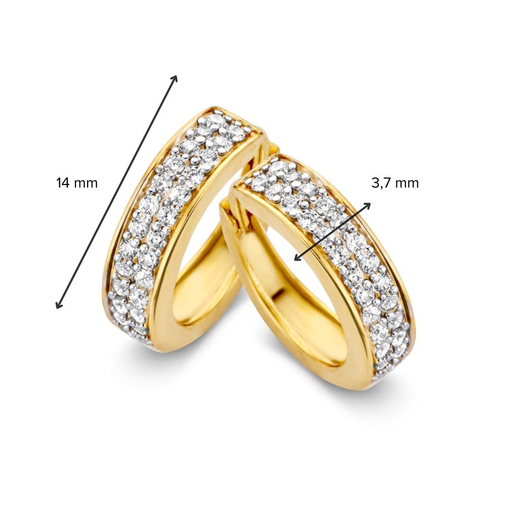 Créoles en or jaune avec zircones en sertissage pavé - Or 14 carats - Livraison gratuite