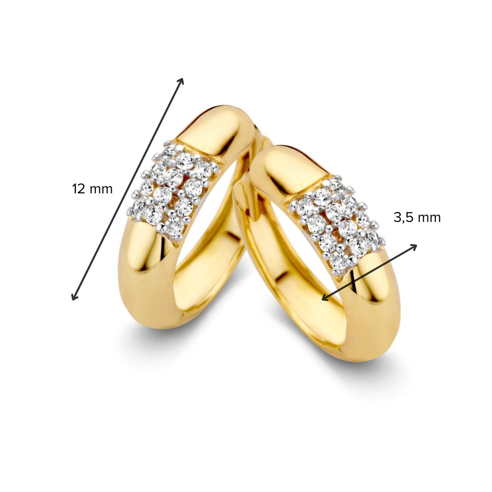 Créoles en or jaune bombées avec des zircones éclatantes – Élégance intemporelle pour chaque occasion