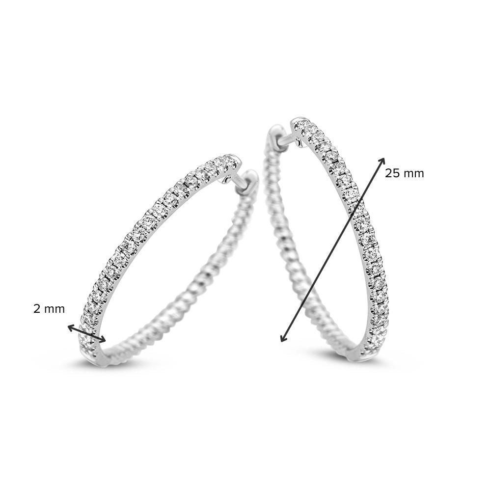 Créoles en or blanc avec diamant de 0,48 ct – 14 carats 0,48 ct.