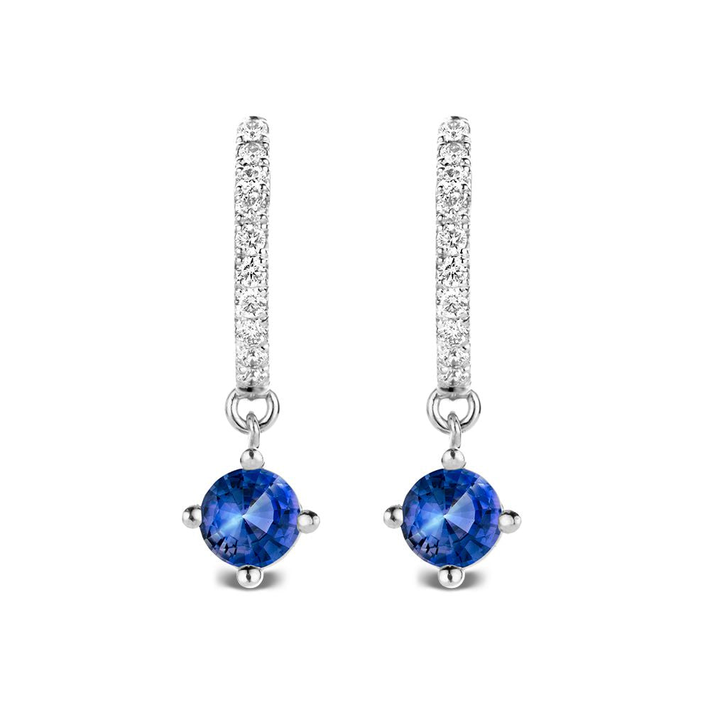 Créoles en Or Blanc 18kt avec Saphirs Bleus et Diamants – Van der Kooij Luxe