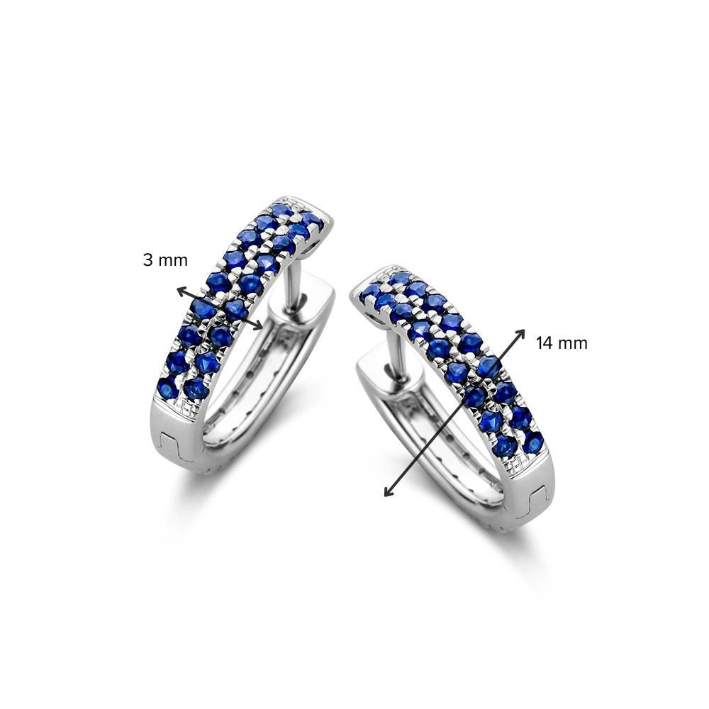 Créoles en or blanc avec saphir bleu et diamant – 2 façons de porter, 0,40 crt diamant