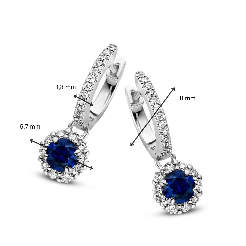 Créoles en or blanc avec pendentifs en saphir – 0,74 crt de saphir et 0,32 crt de diamant