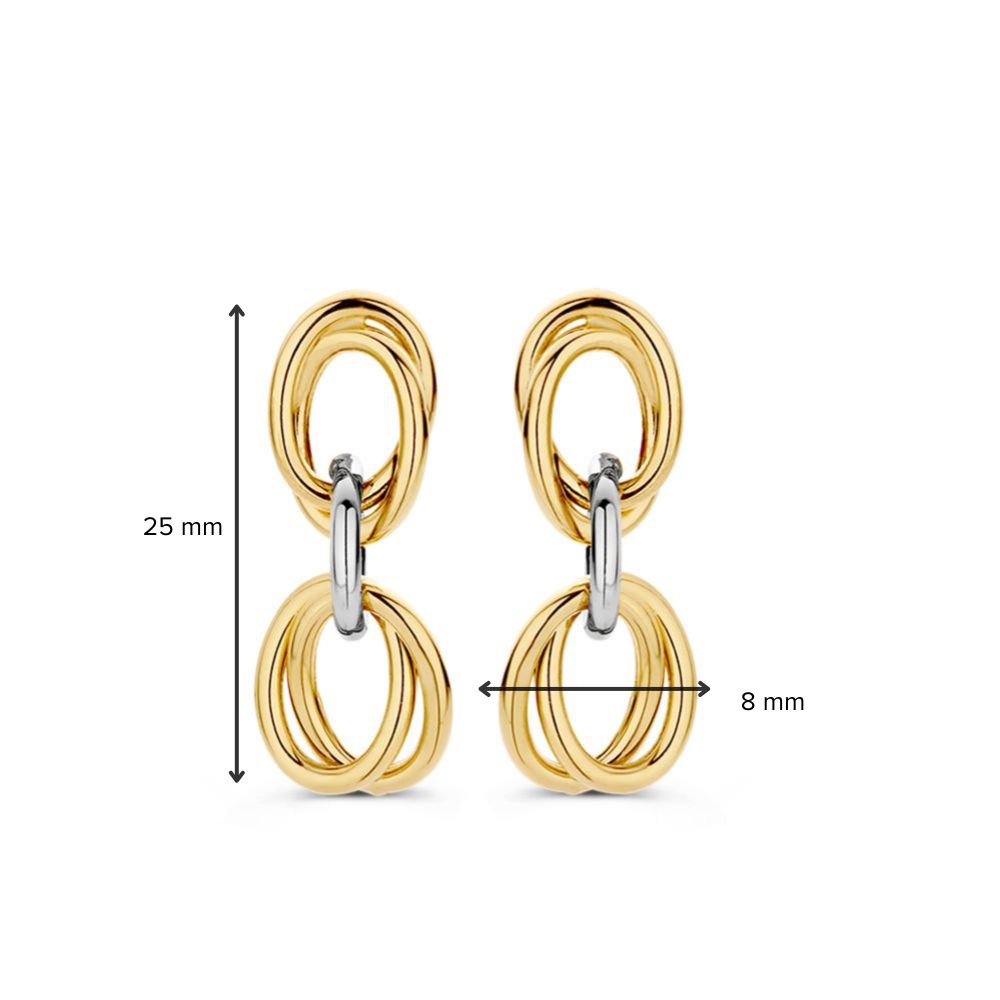 Boucles d'oreilles en or bicolore élégantes avec mailles pendantes