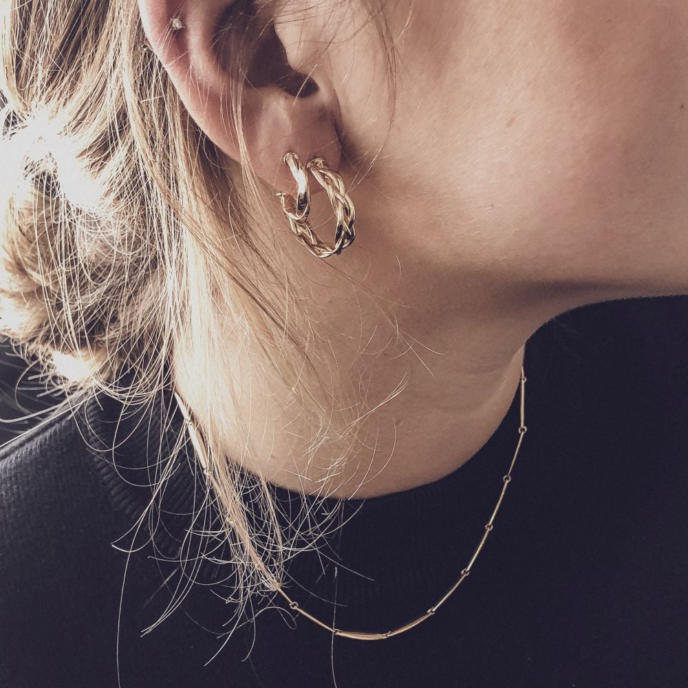 Puces d'oreilles en or jaune 14K 20mm - Élégance Simple