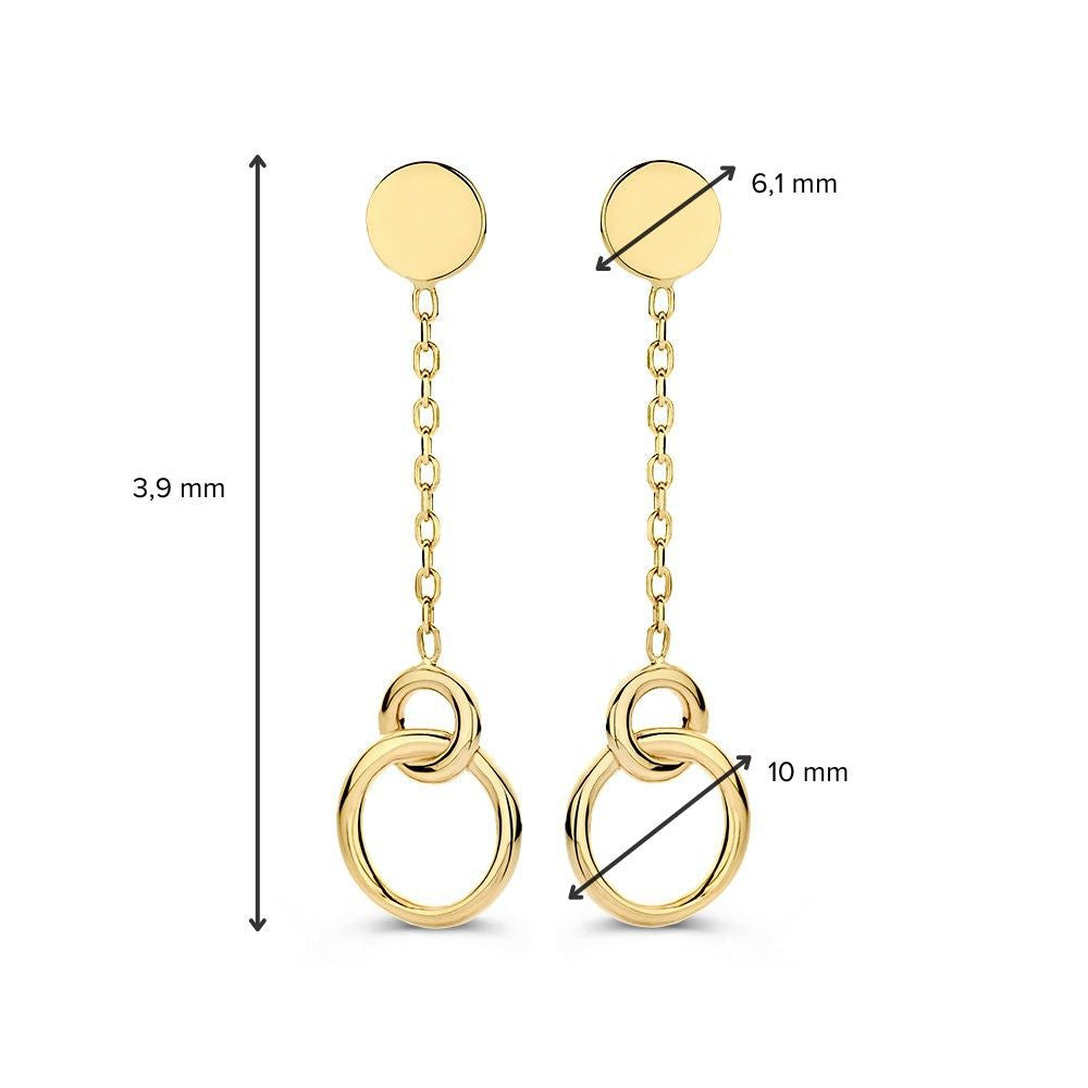 Boucles d'oreilles en or jaune avec éléments en or suspendus – luxe 14 carats pour femme