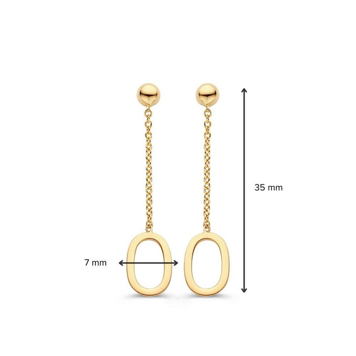 Lange Geelgouden Oorhangers – 14 Karaat Goud, Elegant & Tijdloos