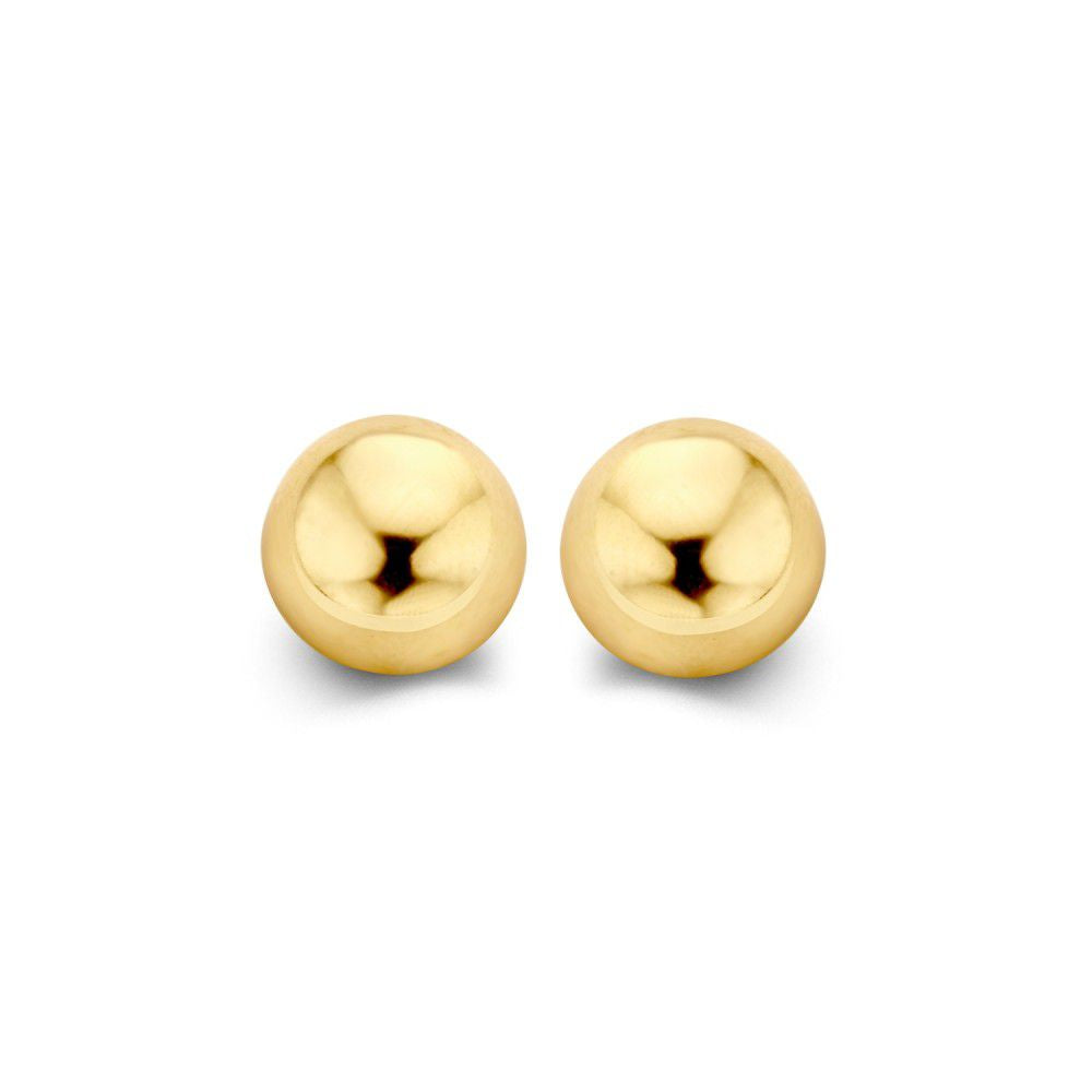 Boucles d'oreilles en or jaune 14K, design minimaliste, de 6 mm de diamètre.