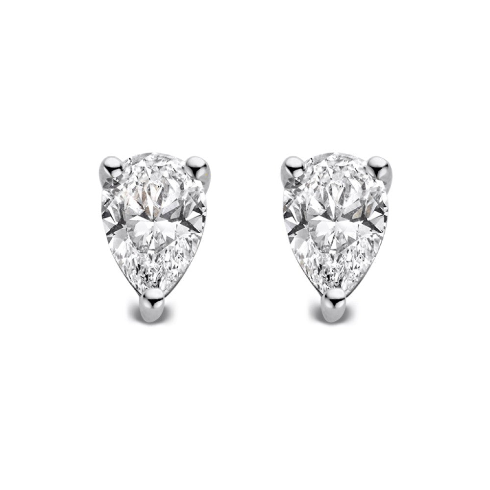 Boucles d'oreilles en or blanc avec des diamants en forme de poire de 1,00 crt.